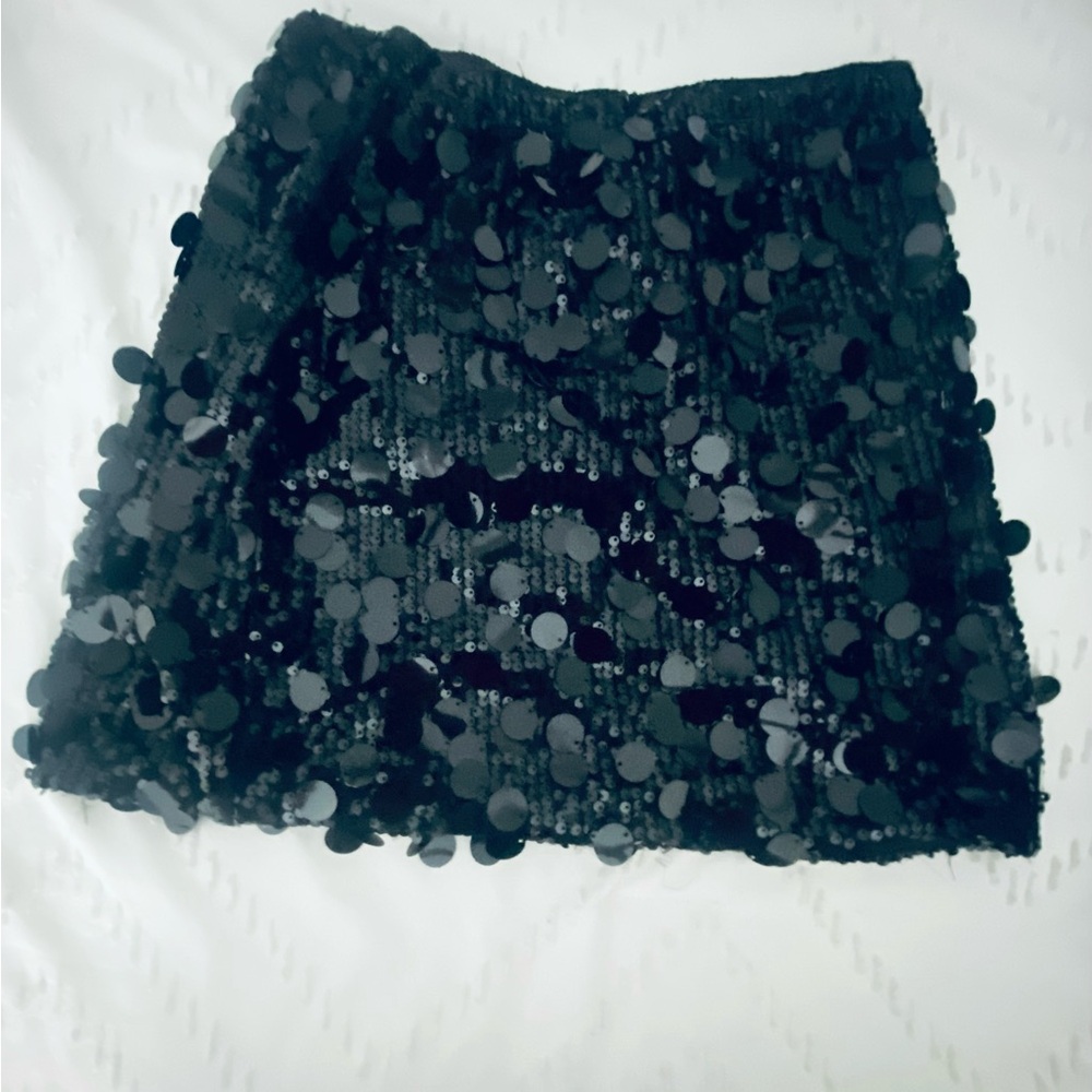 Black low rise mini skirt
